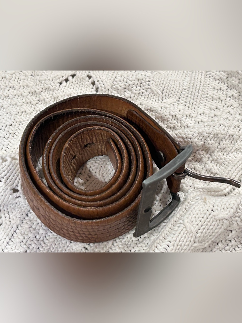 Vintage Tan Genuine Horn back Alligator Belt with Metal Buckle Size 38